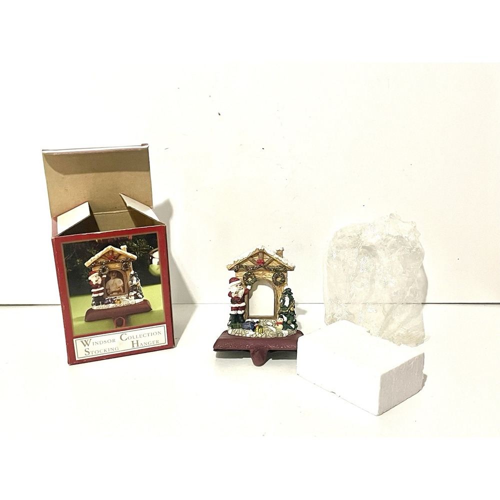 Vintage Cast Iron & Resin Windsor Collections Hand Painted Santa Stocking Hanger